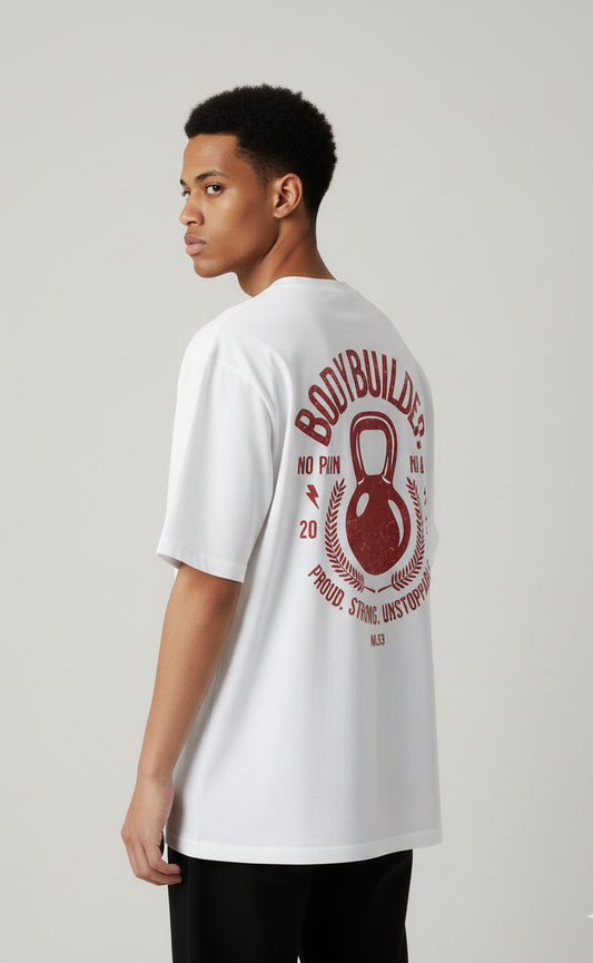 Unisex Oversize Bisiklet Yaka Tişört – Bodybuilder Tasarım