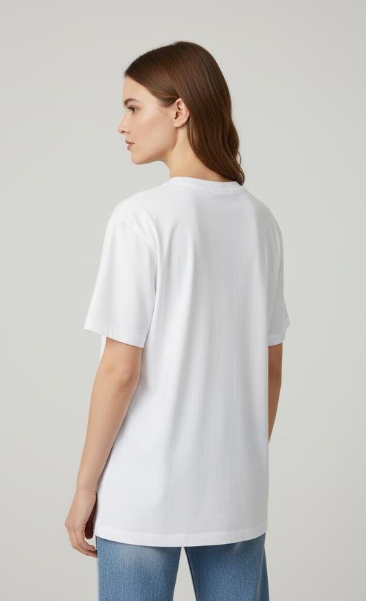 Unisex Oversize Bisiklet Yaka Tişört - ‘Eternally Devoted’ Tasarım