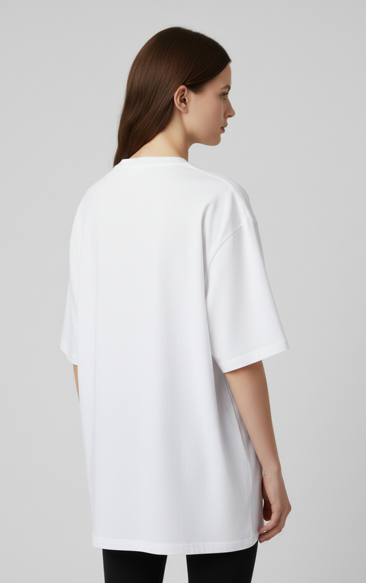 Unisex Oversize Bisiklet Yaka Tişört – Balık Desen