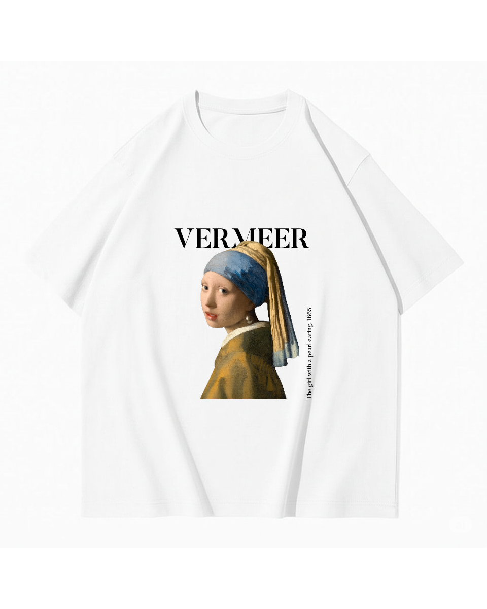 Unisex İnci Küpeli Kız Tshirt
