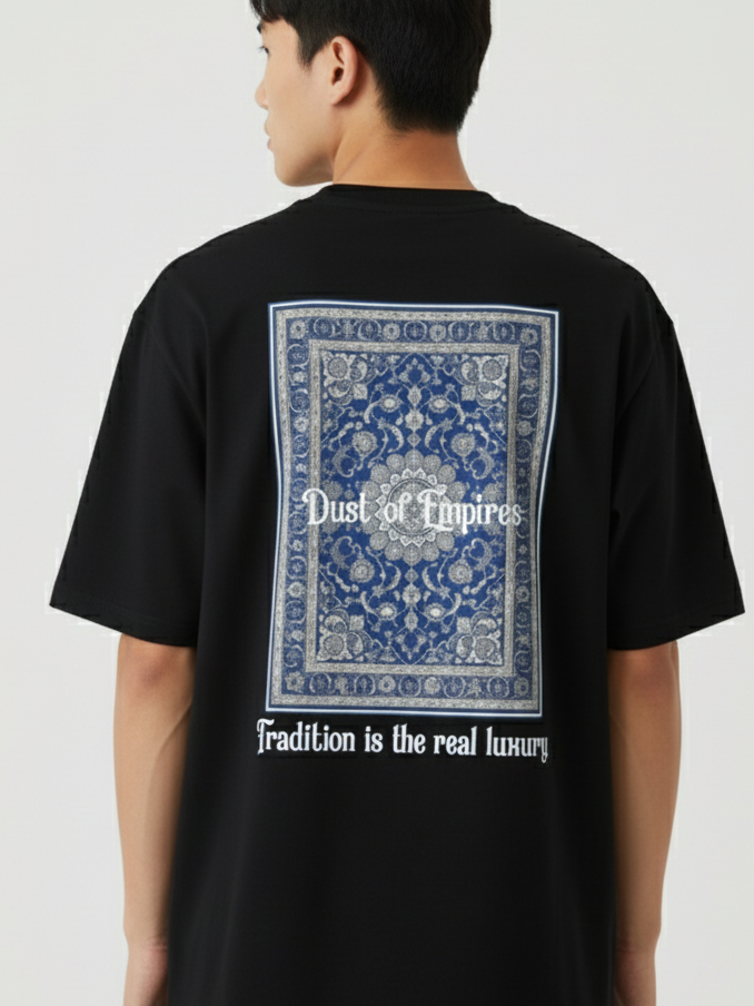Unisex Oversize Bisiklet Yaka Tişört – ‘Dust of Empires’ Tasarım