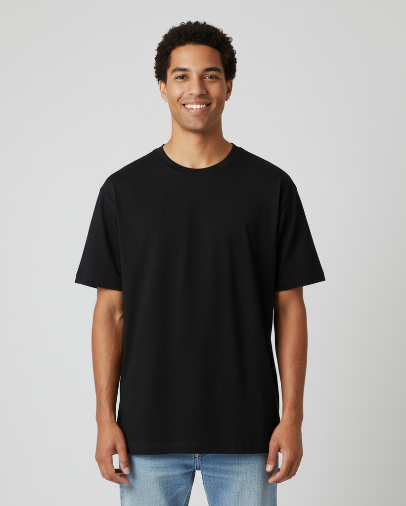 Unisex Oversize Basic Bisiklet Yaka Tişört