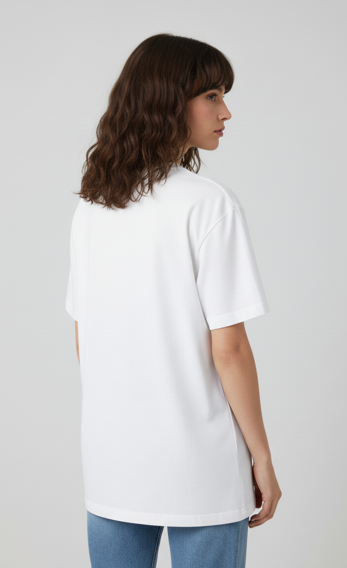 Unisex Oversize Bisiklet Yaka Tişört – ‘Ocean Air Bliss’ Tasarım