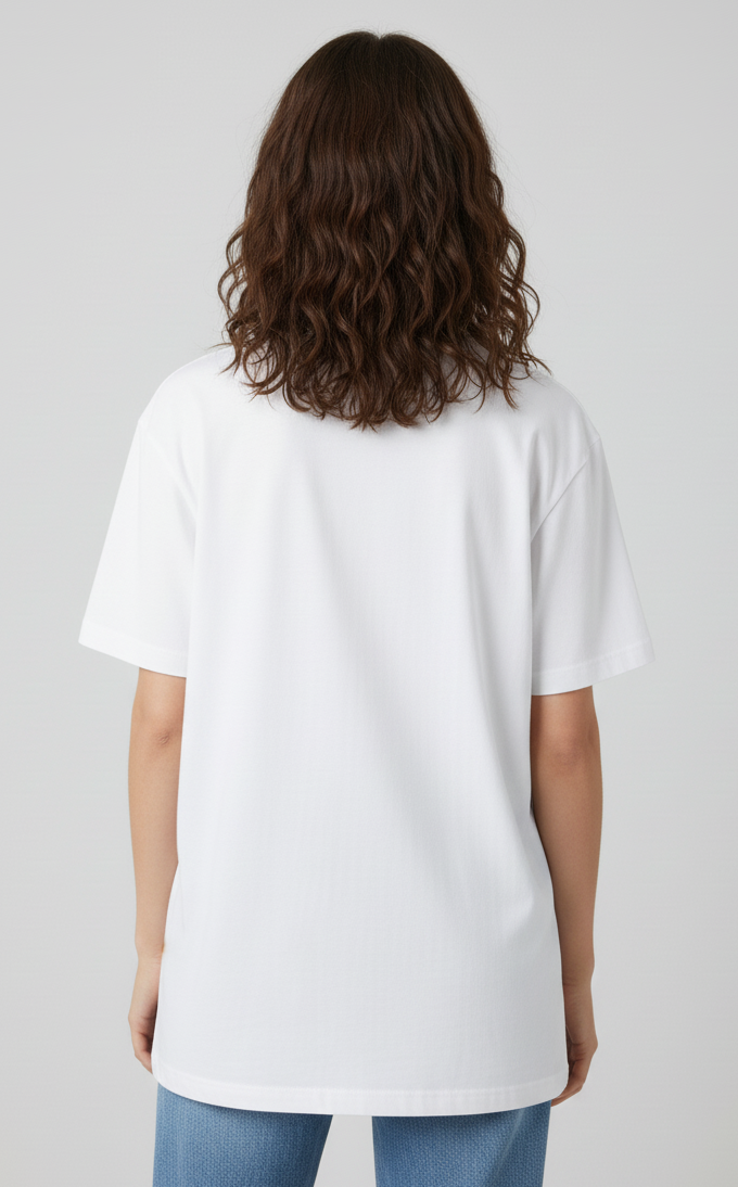Unisex Oversize Bisiklet Yaka Tişört – ‘Ocean Air Bliss’ Tasarım
