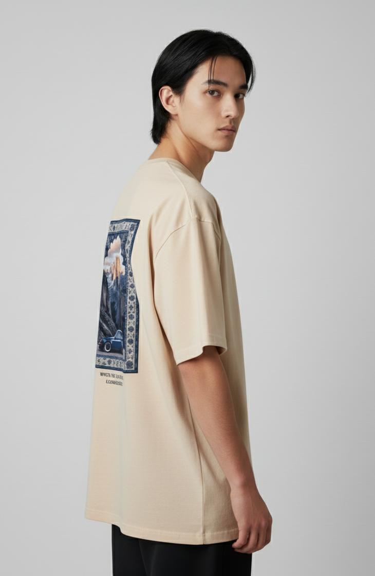 Unisex Oversize Bisiklet Yaka Tişört – Porsche 911 Carrera Tasarım
