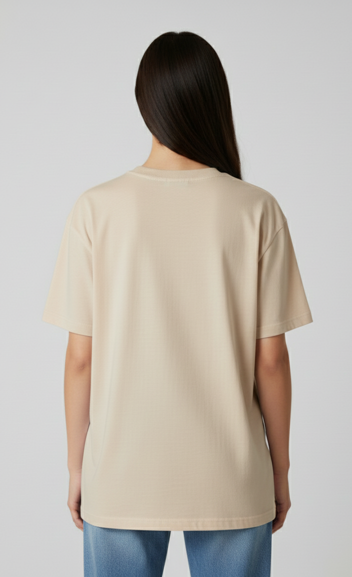 Unisex Oversize Bisiklet Yaka Tişört – ‘Ocean in Pink’ Tasarım