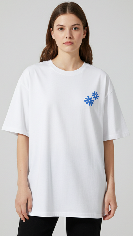 Unisex Oversize Bisiklet Yaka Tişört – ‘Lose My Mind’ Tasarım