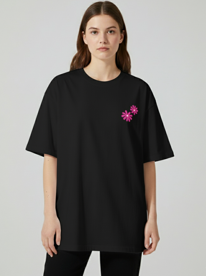 Unisex Oversize Bisiklet Yaka Tişört – ‘Lose My Mind’ Tasarım