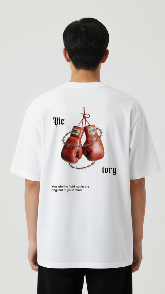 Unisex Oversize Bisiklet Yaka Tişört – Boxing Tasarım