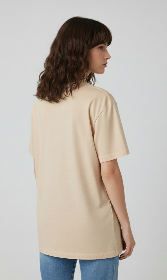 Unisex Oversize Bisiklet Yaka Tişört – ‘Ocean Air Bliss’ Tasarım