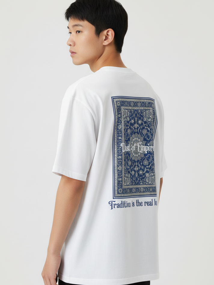 Unisex Oversize Bisiklet Yaka Tişört – ‘Dust of Empires’ Tasarım