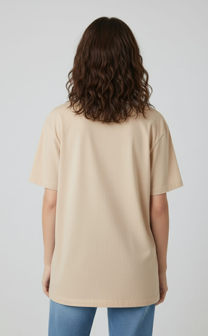 Unisex Oversize Bisiklet Yaka Tişört – ‘Ocean Air Bliss’ Tasarım