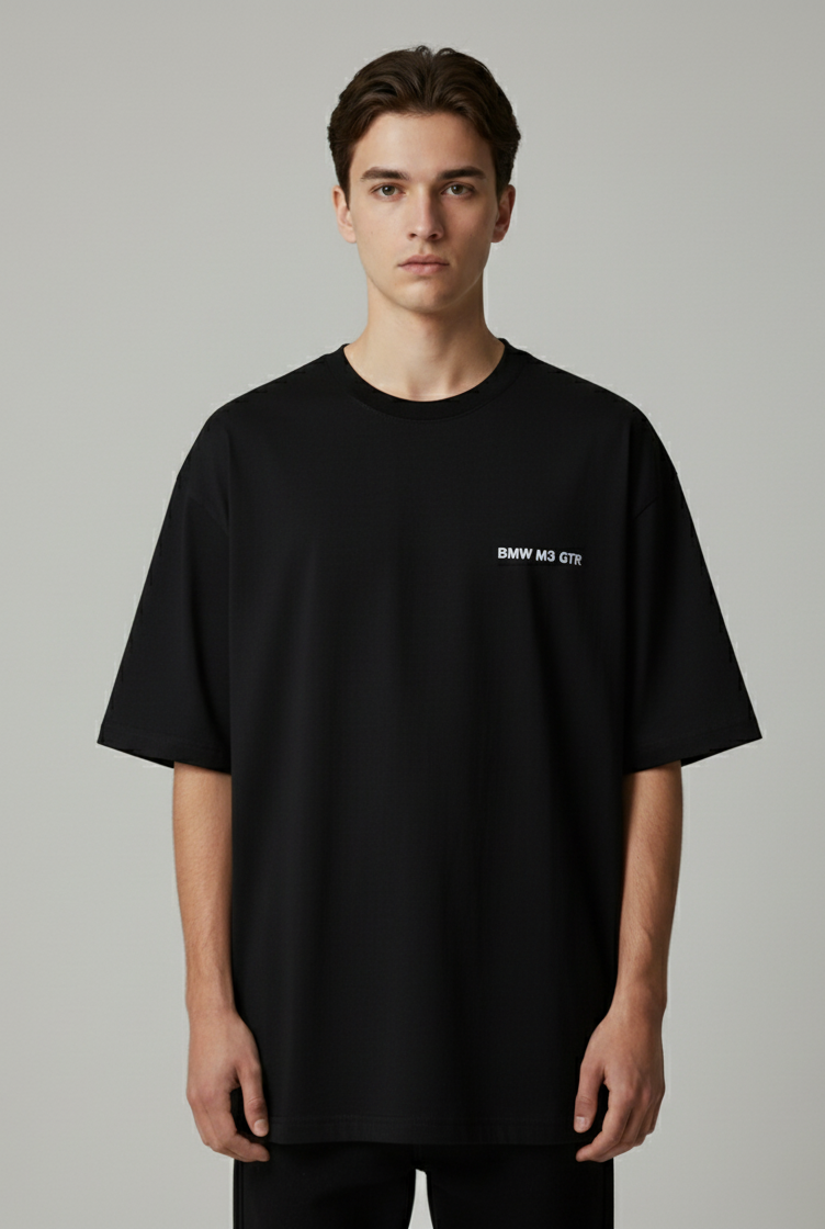 Unisex Oversize Bisiklet Yaka Tişört – BMW M3 GTR Tasarım