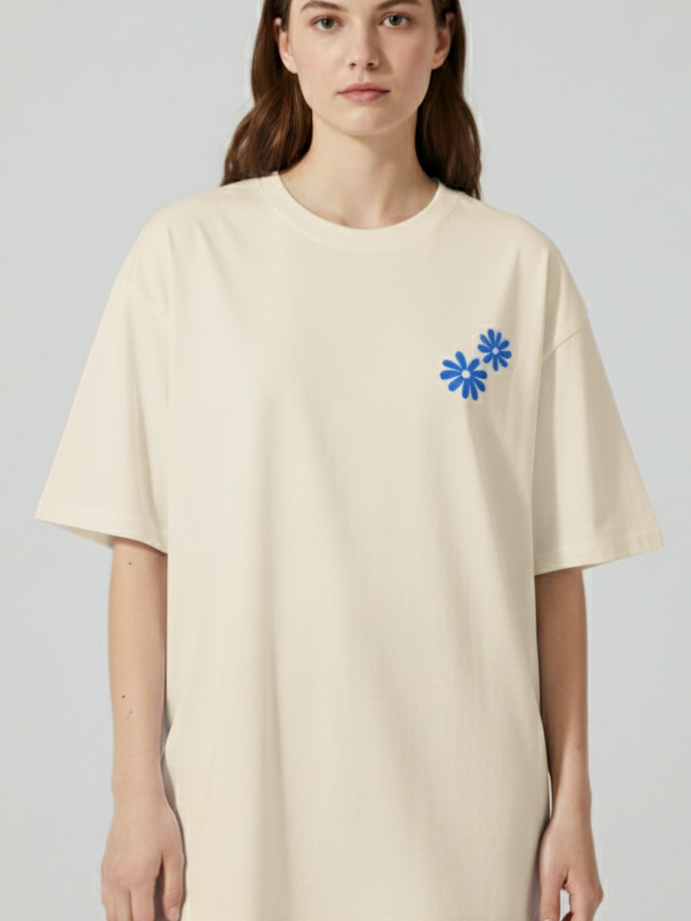 Unisex Oversize Bisiklet Yaka Tişört – ‘Lose My Mind’ Tasarım