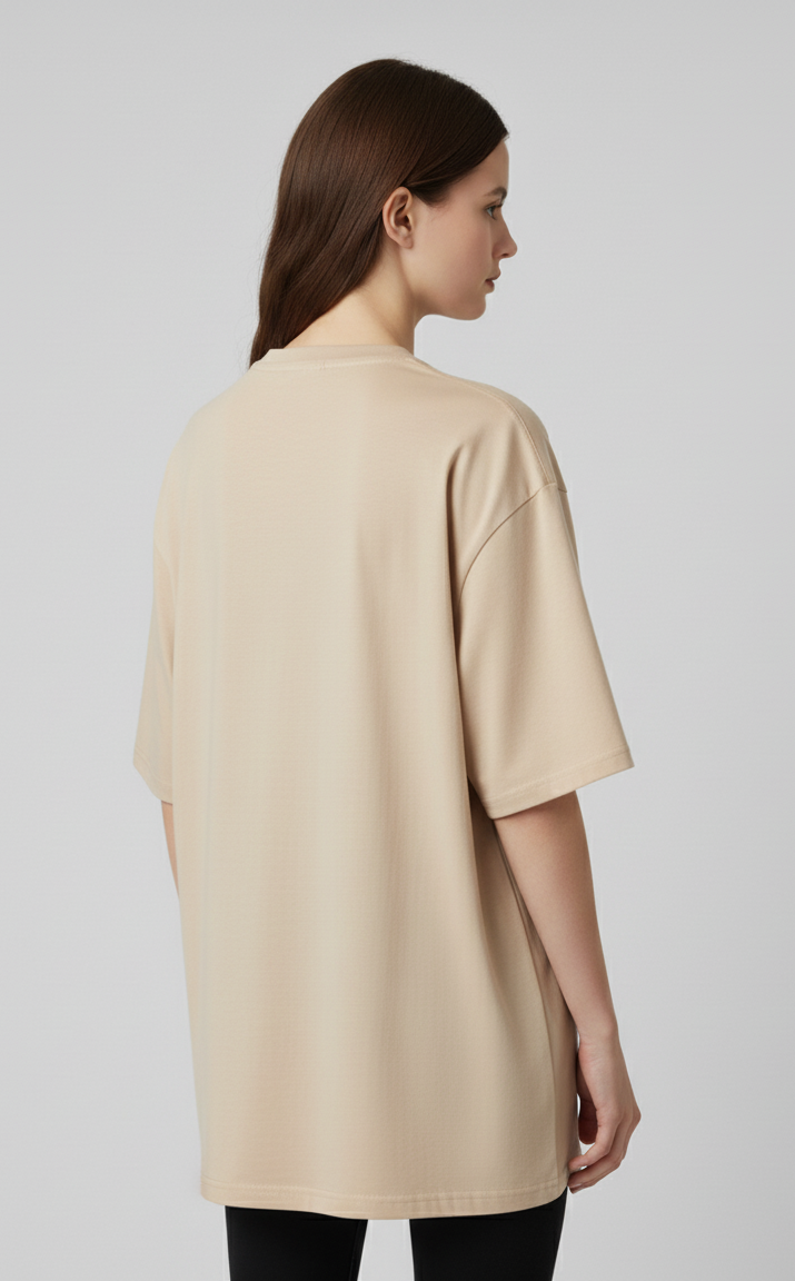 Unisex Oversize Bisiklet Yaka Tişört – Balık Desen