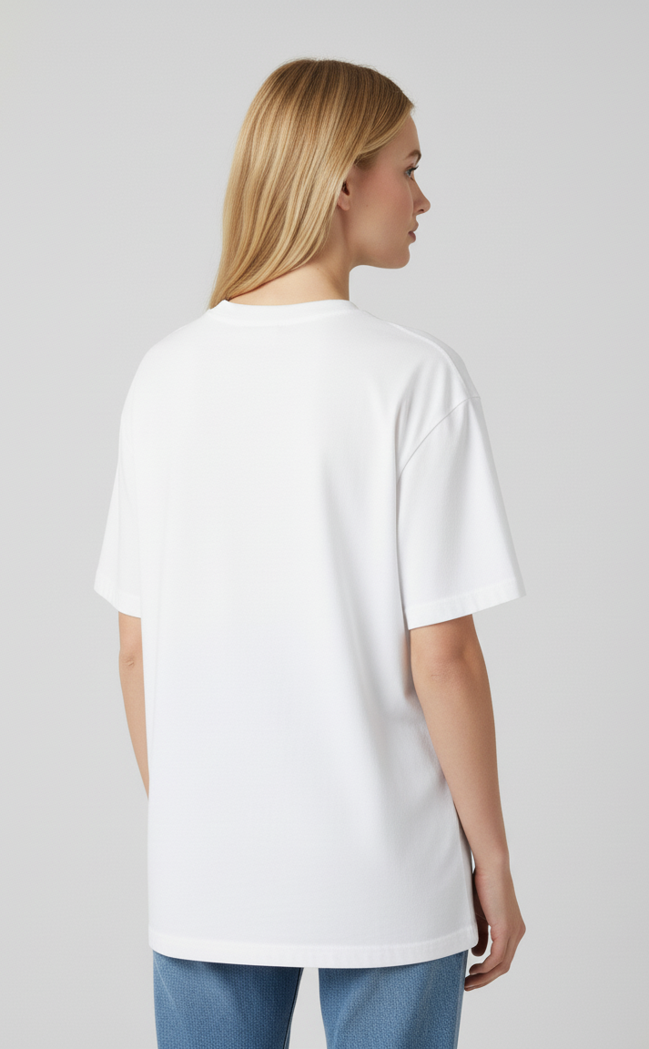 Unisex Oversize Bisiklet Yaka Tişört – ‘Lovely Nostalgia’ Tasarım