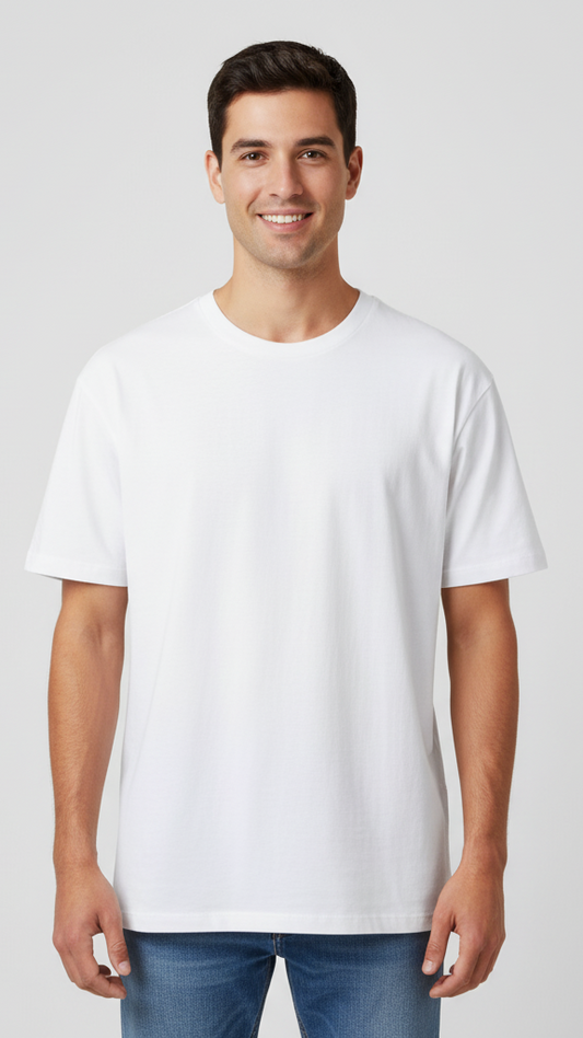 Unisex Oversize Basic Bisiklet Yaka Tişört