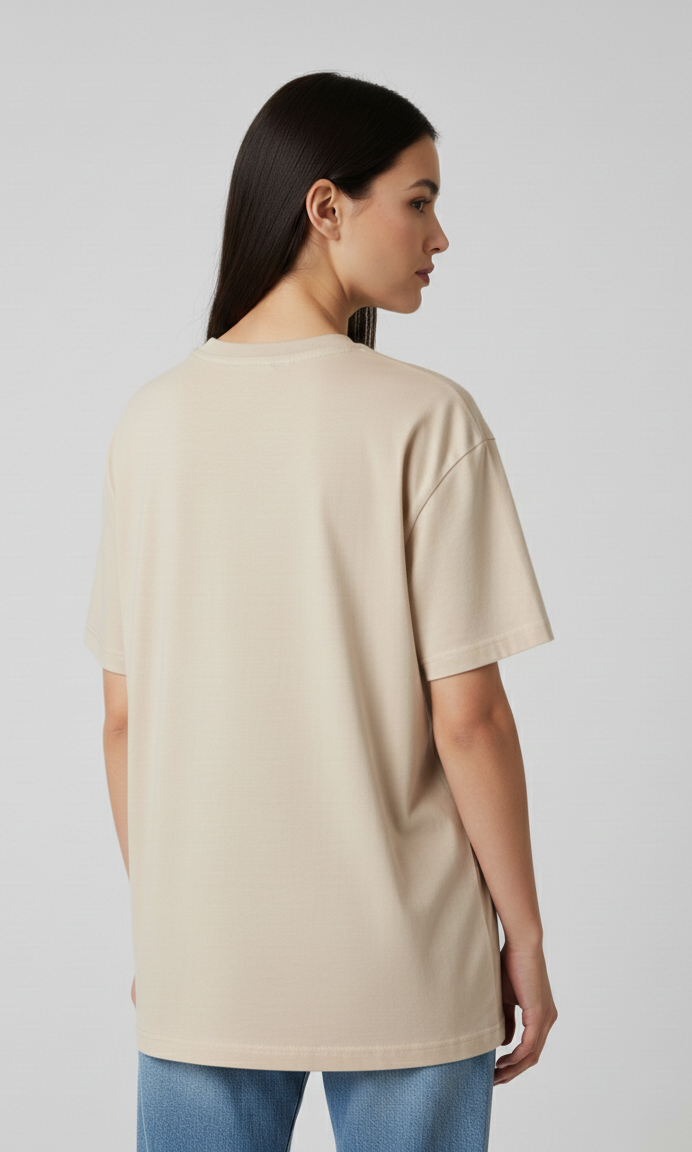 Unisex Oversize Bisiklet Yaka Tişört – ‘Ocean in Pink’ Tasarım