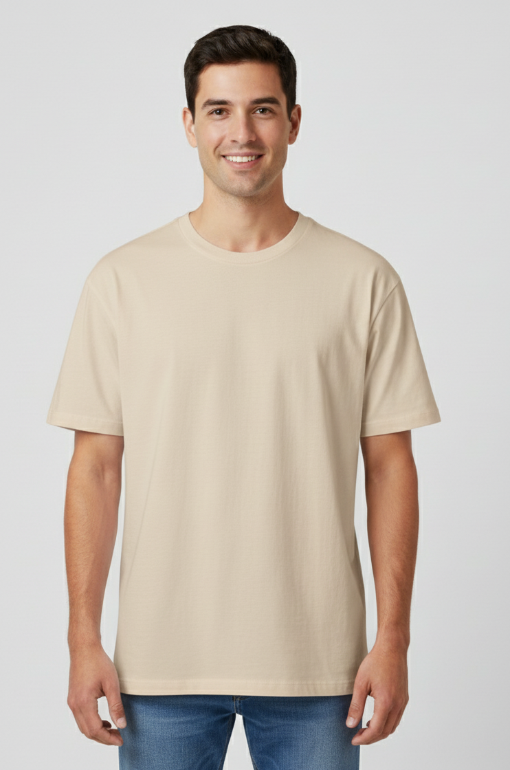 Unisex Oversize Basic Bisiklet Yaka Tişört