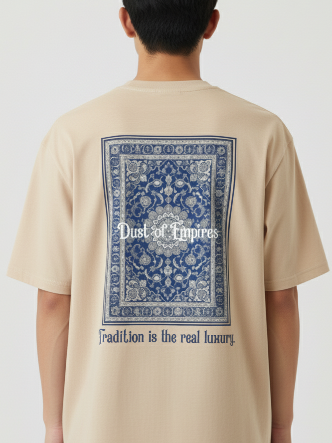Unisex Oversize Bisiklet Yaka Tişört – ‘Dust of Empires’ Tasarım