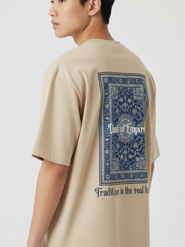 Unisex Oversize Bisiklet Yaka Tişört – ‘Dust of Empires’ Tasarım