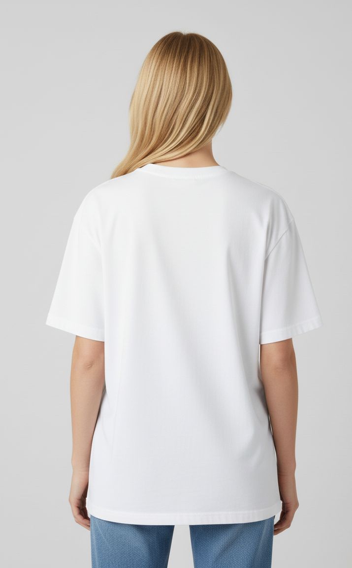 Unisex Oversize Bisiklet Yaka Tişört – ‘Lovely Nostalgia’ Tasarım
