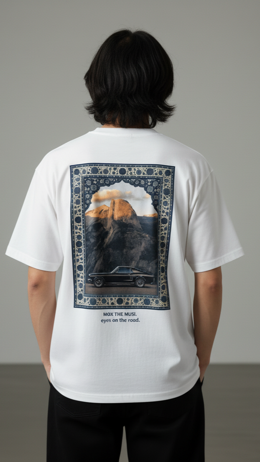 Unisex Oversize Bisiklet Yaka Tişört – Mustang Tasarım