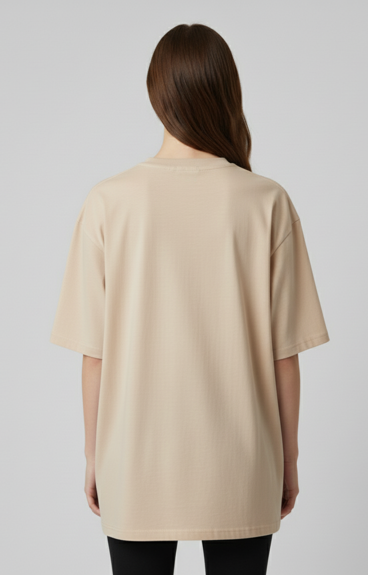Unisex Oversize Bisiklet Yaka Tişört – Balık Desen