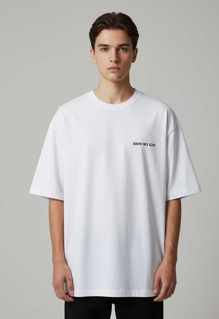 Unisex Oversize Bisiklet Yaka Tişört – BMW M3 GTR Tasarım
