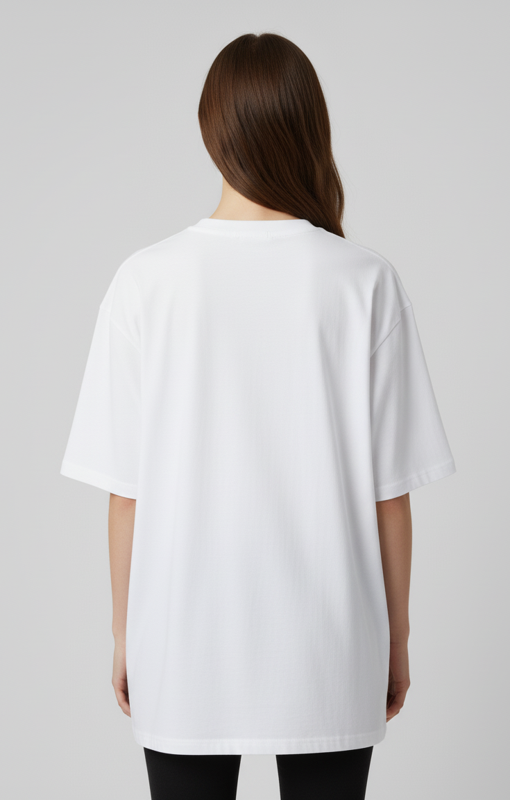 Unisex Oversize Bisiklet Yaka Tişört – Balık Desen